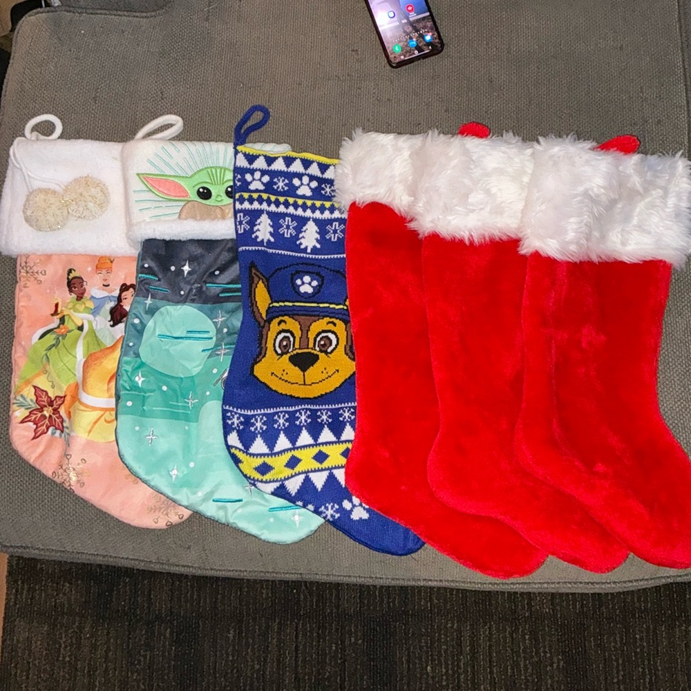 Set of Colorful Christmas Stockings